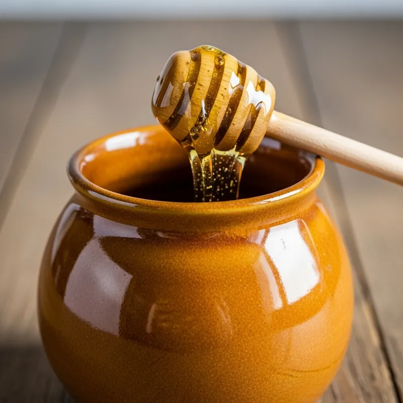 Organic Honey Pot with Dipper | Rich Amber Honey