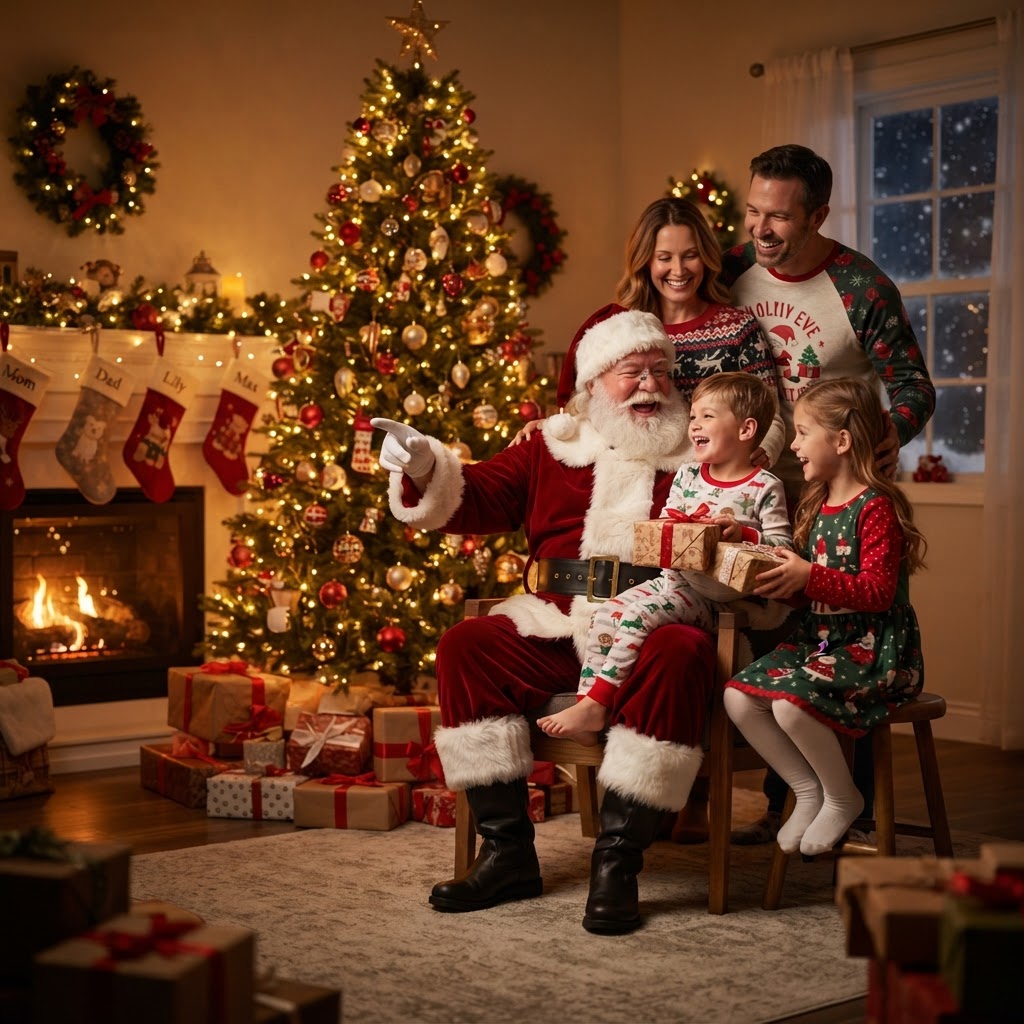 AI added Santa Claus to a family photo for holiday cheer