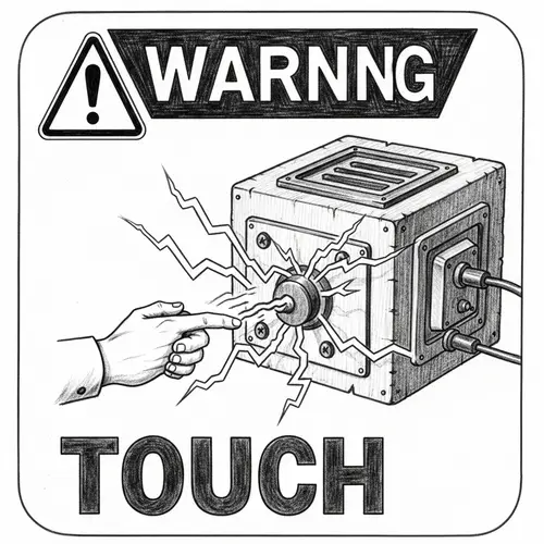 Warning Sign: Don't Touch Transformer - Black & White Sketch