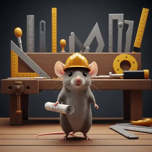 Smart Engineer Mouse: Anthromorphic Rodent in Hard Hat