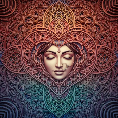 3D Mandala Geometry with Heart & Woman Face | Symmetrical Beauty