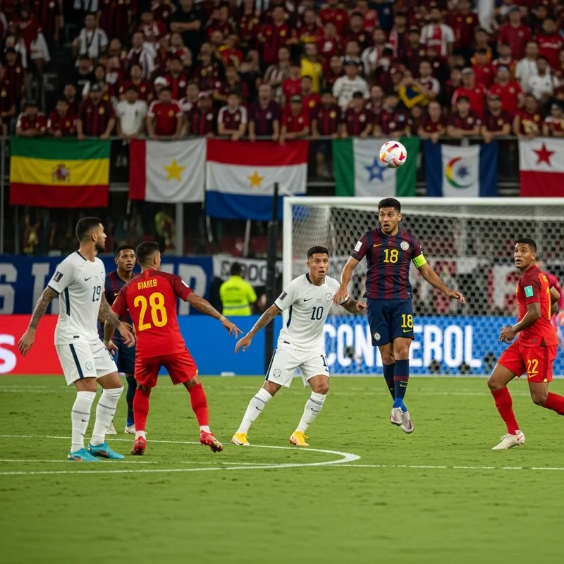 CONMEBOL Football Scene with Diverse Players in Action CONMEBOL Football Scene with Diverse Players in Action
