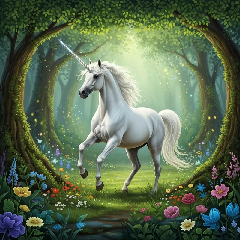 Mystical Unicorn in Enchanting Forest