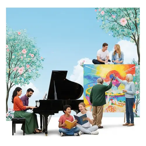 Harmony and Unity: Depiction of Diverse Group in Peaceful Scene
