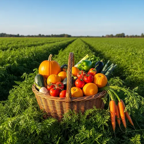 Fresh Fruits & Vegetables in Rustic Basket