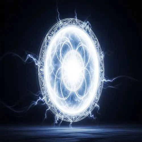 Mystical Portal with Glowing Light - Ancient Symbols and Magic Energy