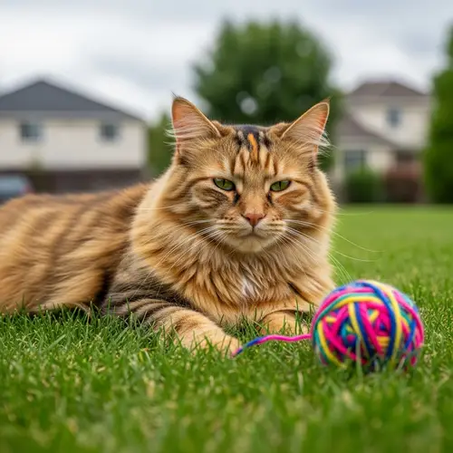 Vibrant Domestic Cat with Long Orange and Black Fur