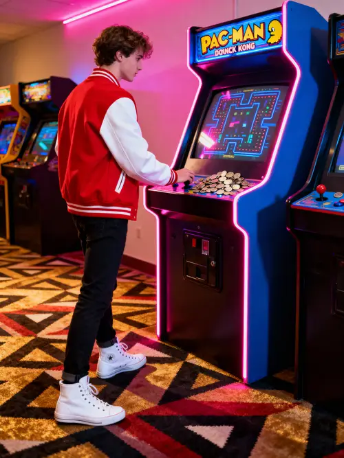 Retro 80s Arcade Experience: Play Pac-Man & Donkey Kong