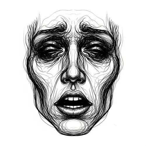 Horror-Inspired Face Illustration with Nightmare-Inducing Vibe