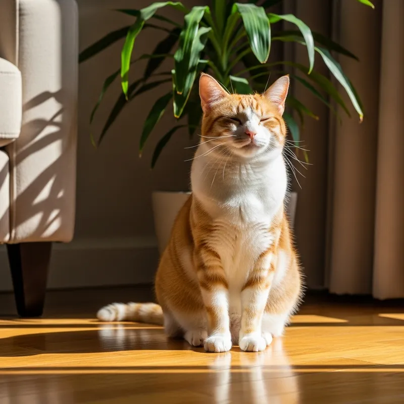 Adorable Silky Orange and White Cat in Cozy Living Room