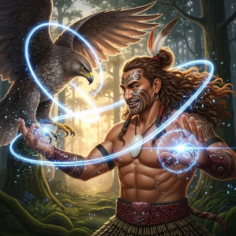 Maori Warrior Maui in Enchanting New Zealand Forest