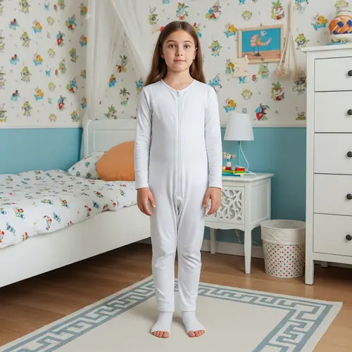 Eight-Year-Old Girl in Playful Bedroom Setting