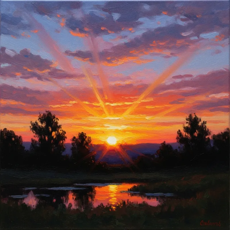 Vivid Sunset Impressionistic Painting Vivid Sunset Impressionistic Painting