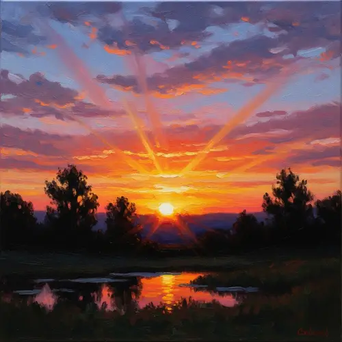 Impressionistic Sunset Painting | Landscape Art