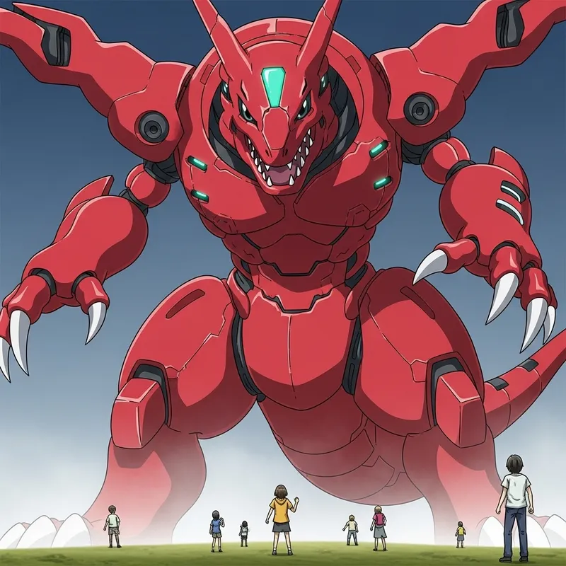 Giant Red Digimon Overwhelming Scene