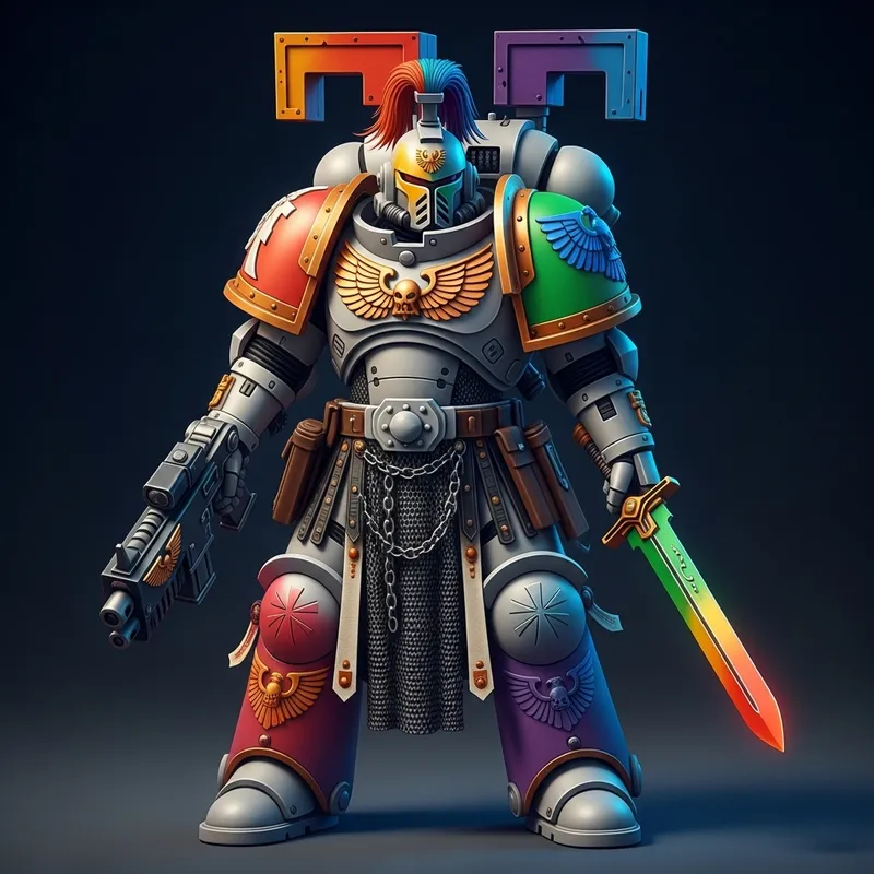 Futuristic Rainbow Space Marine | Warrior Concept Art