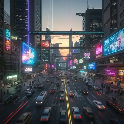 Futuristic Cyberpunk Cityscape at Sunset | Urban Dystopia