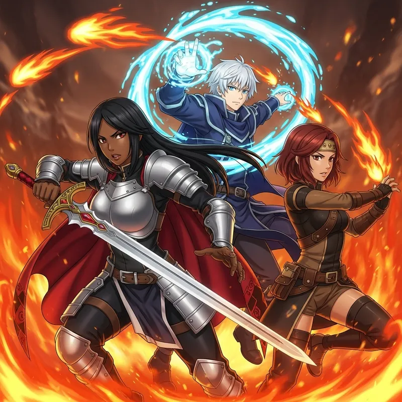 Epic Anime Characters Engulfed in Flames