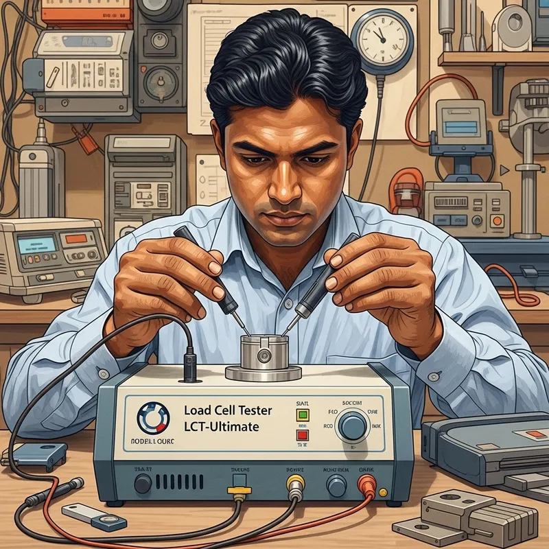 South Asian Technician Testing Load Cell with LCT-Ultimate