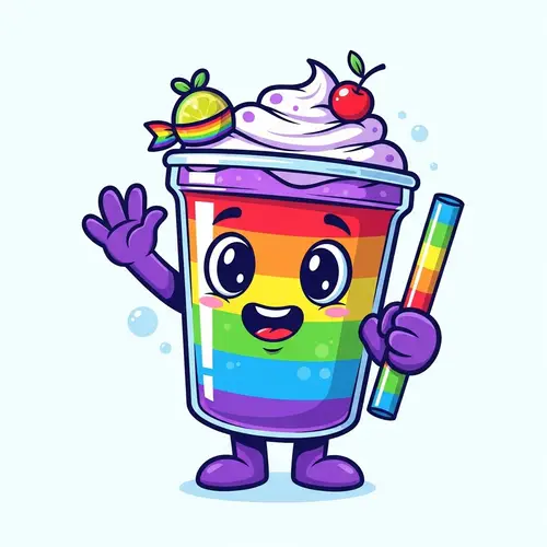 Vibrant Rainbow Drink Mascot Design