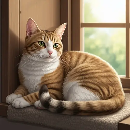 Tawny Cat Lounging in Sunlit Nook