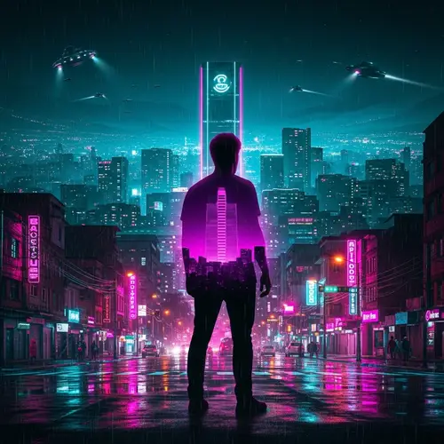 Neon-Noir Synthwave Fantasy in Medellín: A Visual Journey Through Time