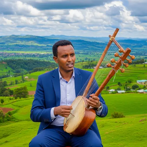 Ethiopian Politician Playing Krar: Cultural Enthusiasm Captured