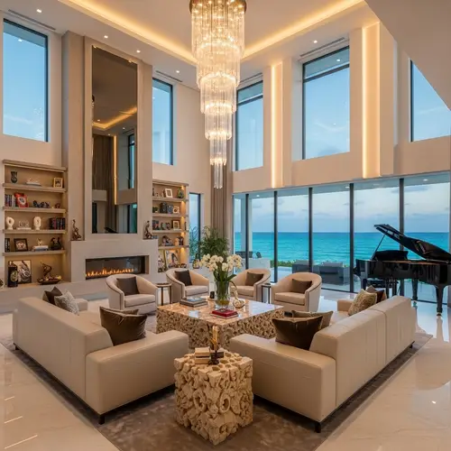 Ultra-Luxury Modern Seaside Villa with High Living Room