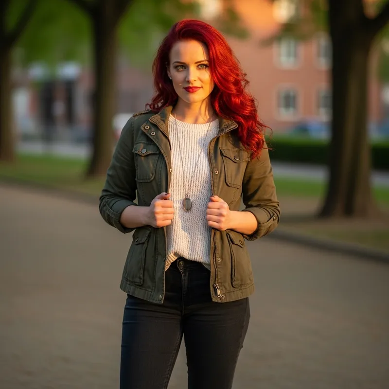 Radiant Woman with 170 Red Hair and Green Eyes