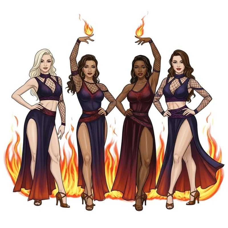 Alluring Latin Dance Costume Design Sketch