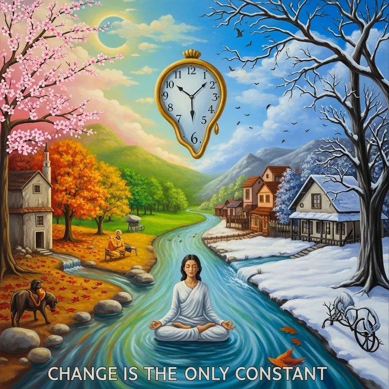 Surreal Painting Illustrating the Concept of Constant Change