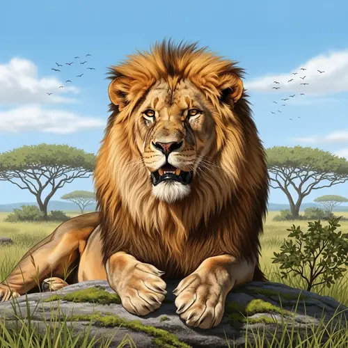 Majestic Male Lion in Natural Habitat