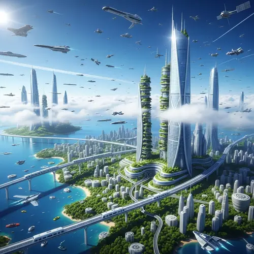 Futuristic Earth: Sustainable Cities, Advanced Infrastructure