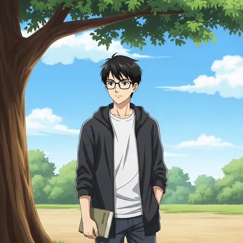 Modern Teenage Intellectual with Book Under Tree | Website Name