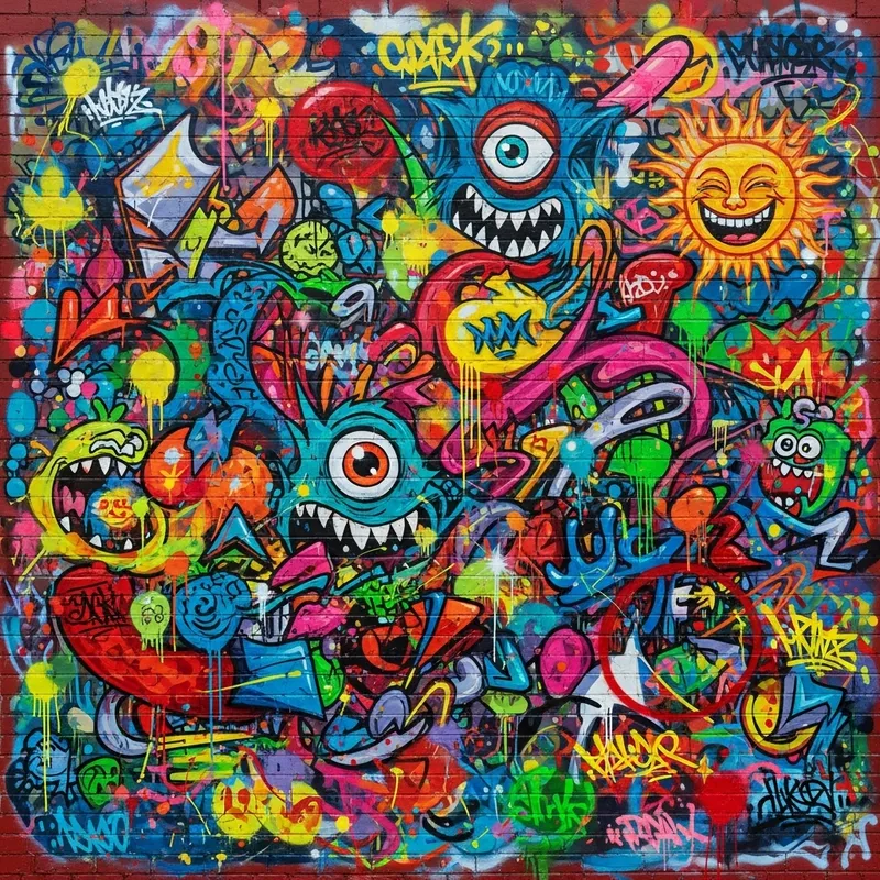 Vibrant Graffiti Art: Energy & Color Explosion Vibrant Graffiti Art: Energy & Color Explosion