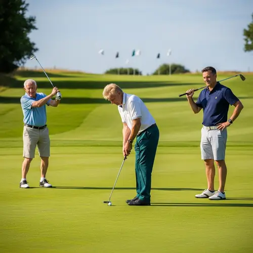 Casual Golf Game: Elderly Politicians and Middle-aged Man Golfing