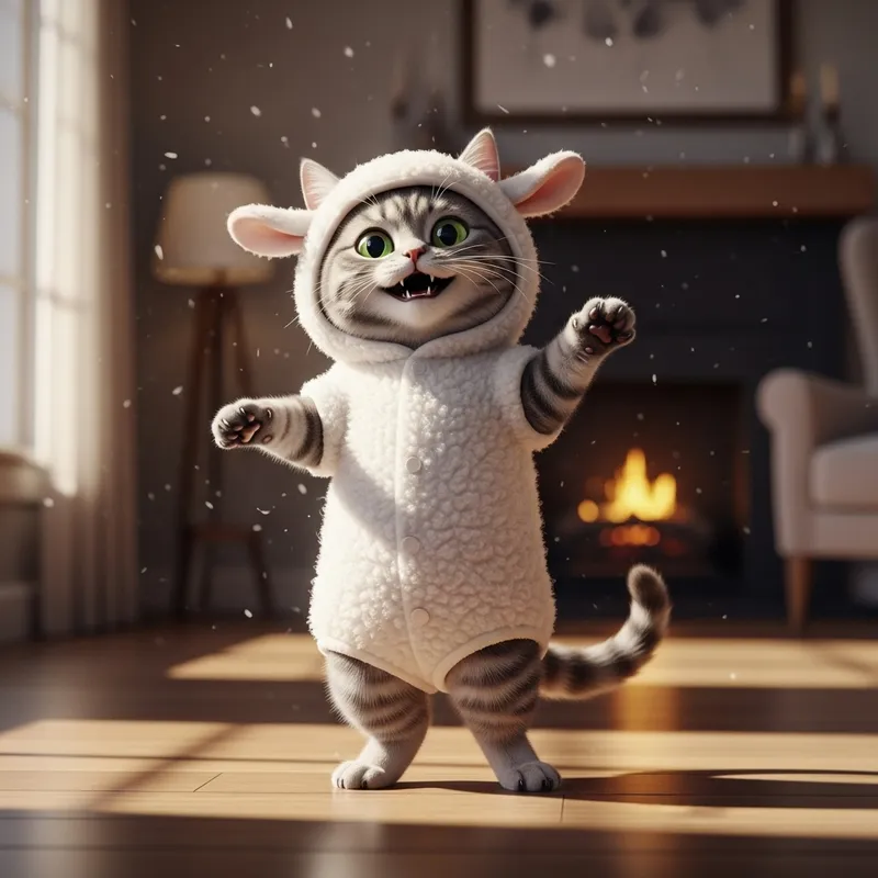 Dancing Cat in Sheep Costume - Fun Animal Disguise