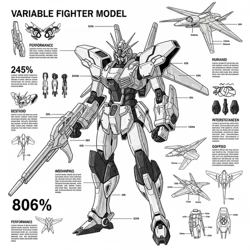 Futuristic Black and White Macross VF-1s Robotec Infographic