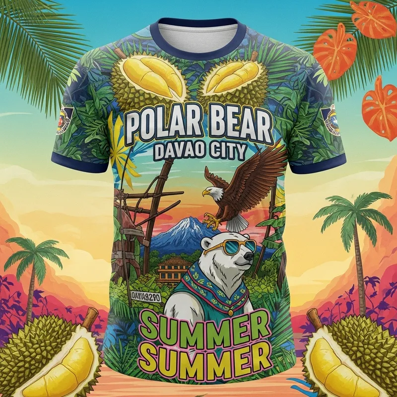 Polar Bear Davao City T-Shirt: Vibrant Summer Culture Design Polar Bear Davao City T-Shirt: Vibrant Summer Culture Design