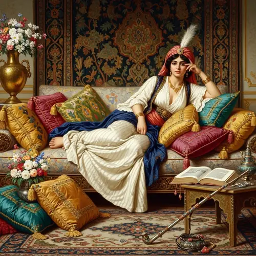 Elegant Odalisque: Classical European Painting
