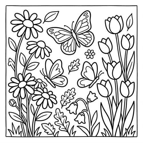 Black and White Garden Coloring Page