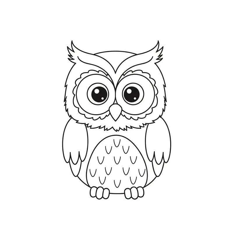 Simple and Cute Owl Coloring Page for Kids