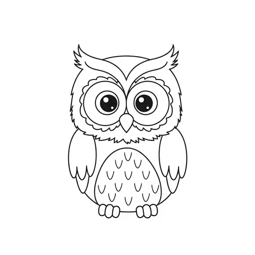 Cute Owl Coloring Page for 1-Year-Olds
