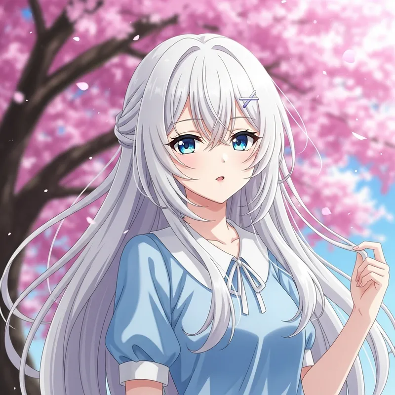 Anime Woman with White Hair - Beautiful Anime Character