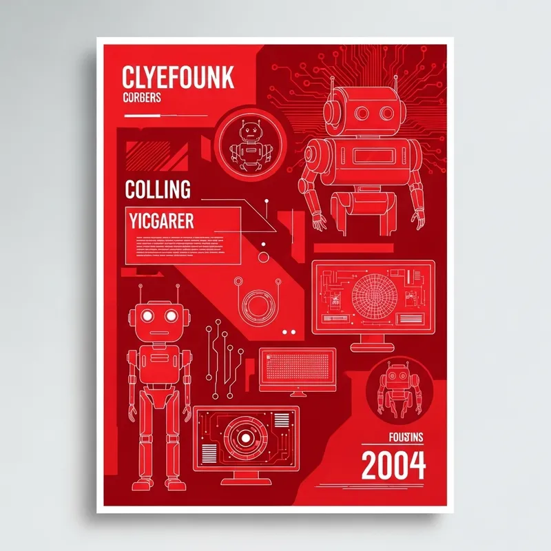 Stylish Cyberpunk Poster Design with Vibrant Red Theme