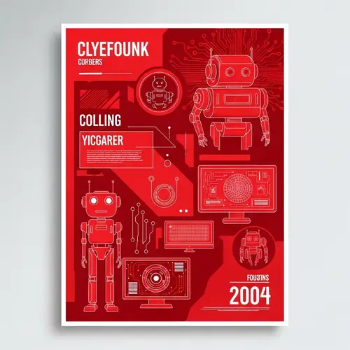 Modern Cyberpunk Poster Design with Red Color Theme