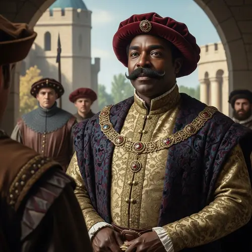 Medieval Black Duke in Traditional Noble Attire