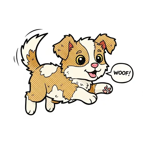 Cute Puppy Playing - Comic Style Illustration