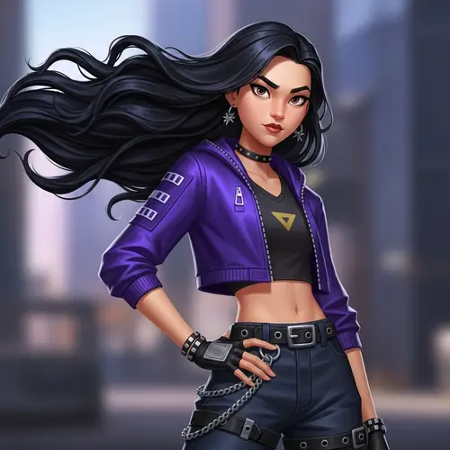 Edgy Anime Girl with Long Black Hair - Bold Style