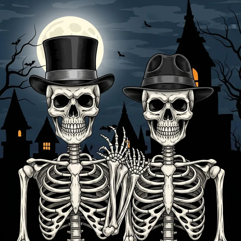 Cool Skeletons | Moonlit Halloween Scene